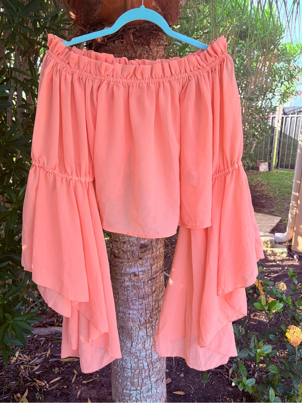 🩷GORGEOUS🩷Live 4 Truth Flowy Semi Shear Coral Crop Top Hippie Boho Fairy SZ L
